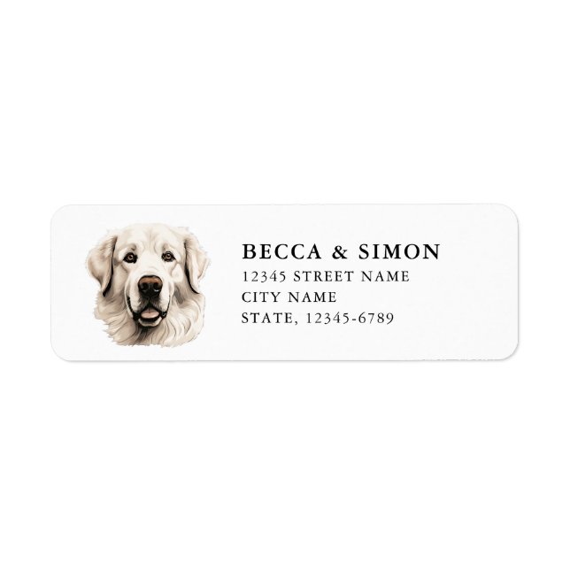 Great Pyrenees Dog Return Address Label (Front)
