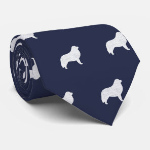 Great Pyrenees Dog Silhouettes Pattern Blue Neck Tie