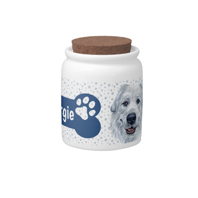 Great Pyrenees Dog Treat Jar (Front)