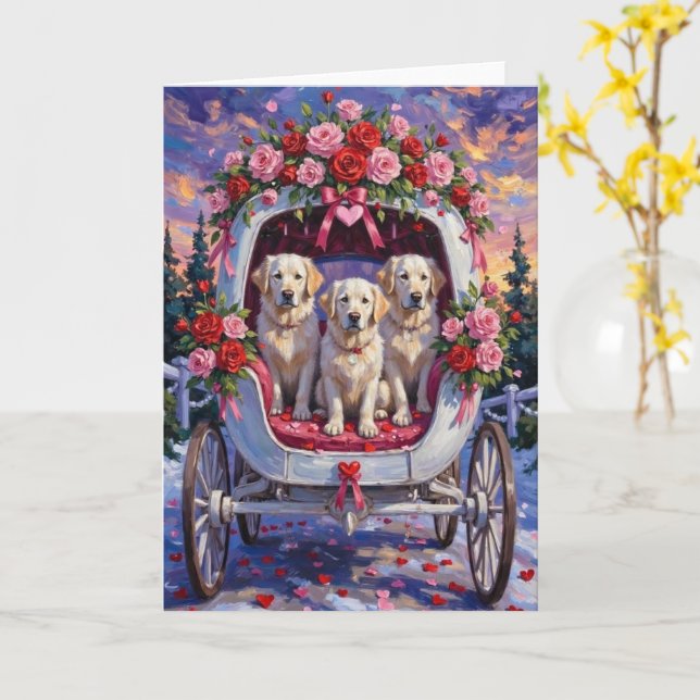 Great Pyrenees Dog Valentine's Day  Card (Yellow Flower)