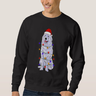 Great Pyrenees Dog Wearing Christmas Hat Lights Sweatshirt