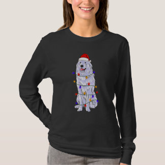 Great Pyrenees Dog Wearing Christmas Hat Lights T-Shirt
