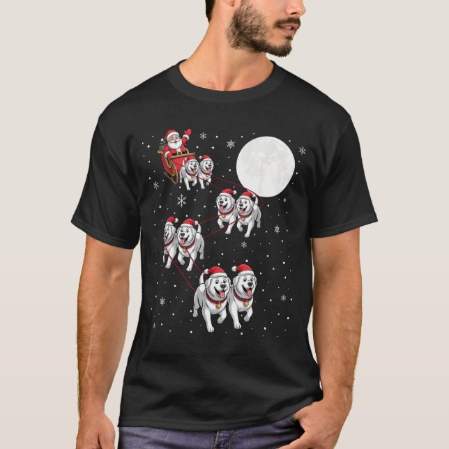 Great Pyrenees Dog Xmas Pajama Matching Santa Clau T-Shirt (Front)