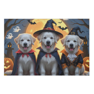 Great Pyrenees Dogs Pumpkin Halloween Funny Faux Canvas Print