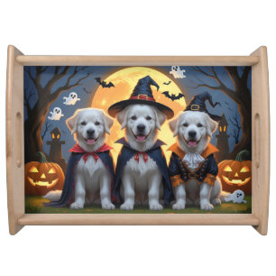Great Pyrenees Dogs Pumpkin Halloween Funny  Serving Tray