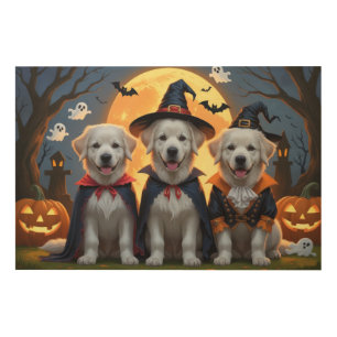 Great Pyrenees Dogs Pumpkin Halloween Funny  Wood Wall Art
