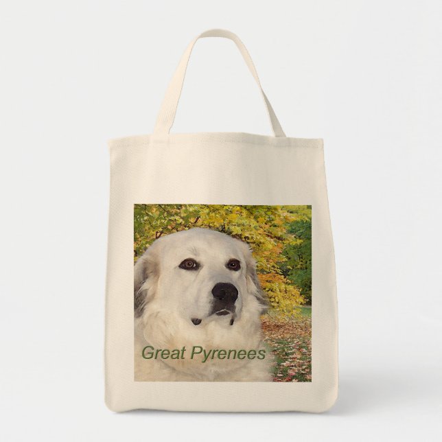 Great Pyrenees Fall Watercolor Tote Bag (Front)