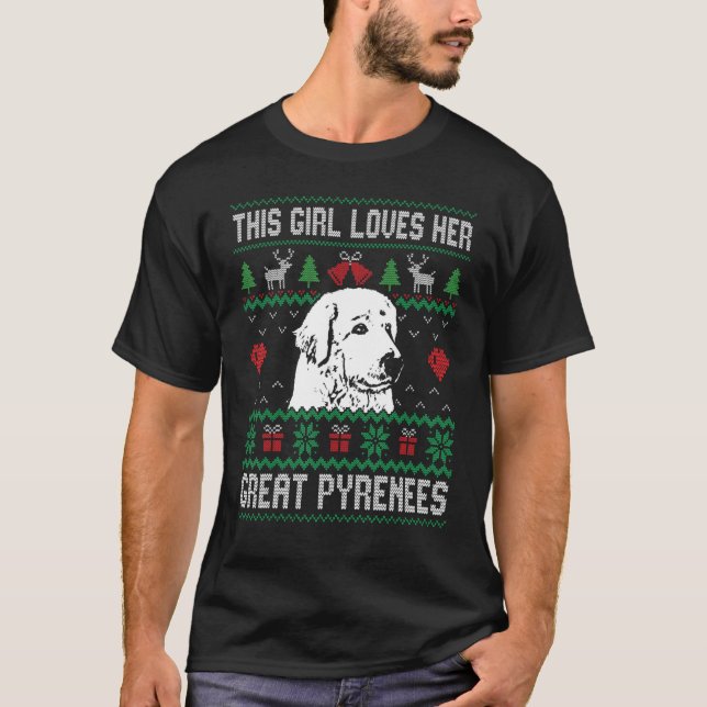 Great Pyrenees Girl Cool Ugly Christmas for Dog Mo T-Shirt (Front)