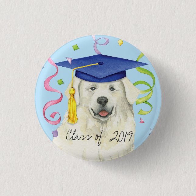 Great Pyrenees Graduate Button (Front)