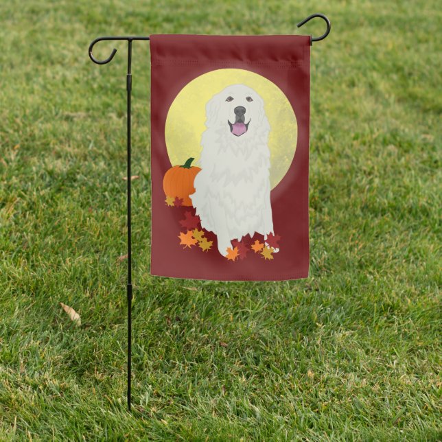 Great Pyrenees Halloween Autumn  Garden Flag (In SItu)