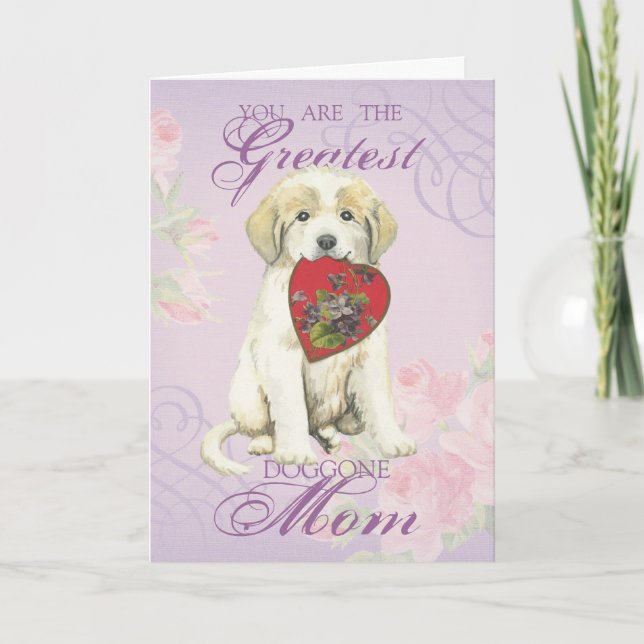 Great Pyrenees Heart Mom Card (Front)