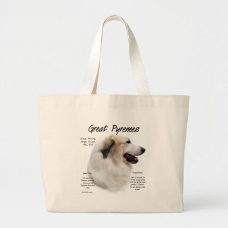 Great Pyrenees History Design Large Tote Bag