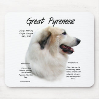 Great Pyrenees History Design Mouse Pad