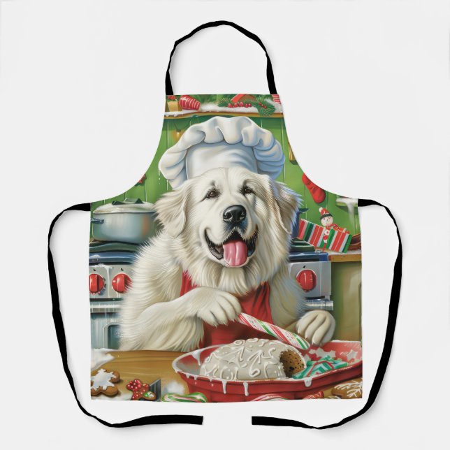 Great Pyrenees Holiday Baking: Festive Christmas Apron (Front)