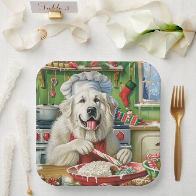 Great Pyrenees Holiday Baking: Festive Christmas Paper Plates (Wedding)