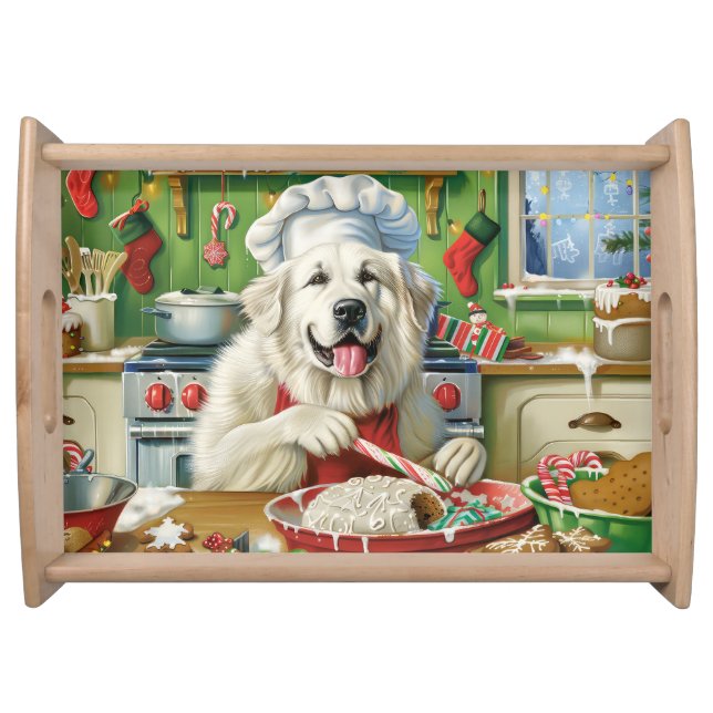 Great Pyrenees Holiday Baking: Festive Christmas Serving Tray (Front)