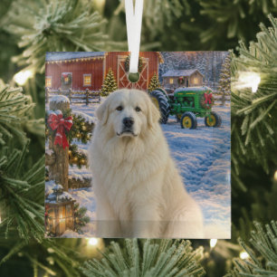 Great Pyrenees Holiday Glass Ornament