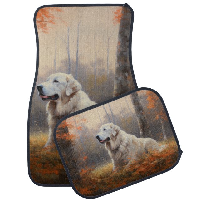 Great Pyrenees in Autumn Leaves Fall Inspire  Car Floor Mat (Set)
