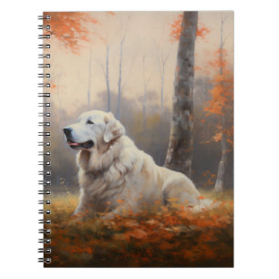Great Pyrenees in Autumn Leaves Fall Inspire  Notebook