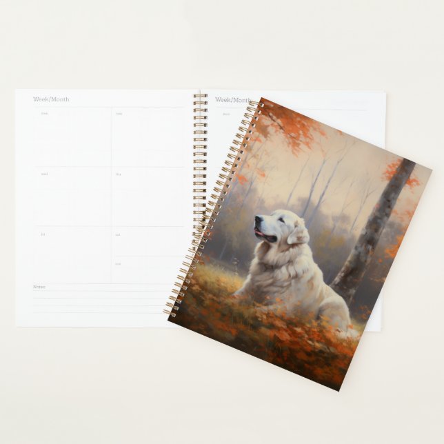 Great Pyrenees in Autumn Leaves Fall Inspire  Planner (Display)