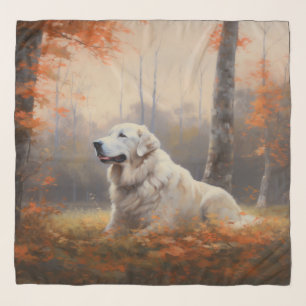 Great Pyrenees in Autumn Leaves Fall Inspire Scarf