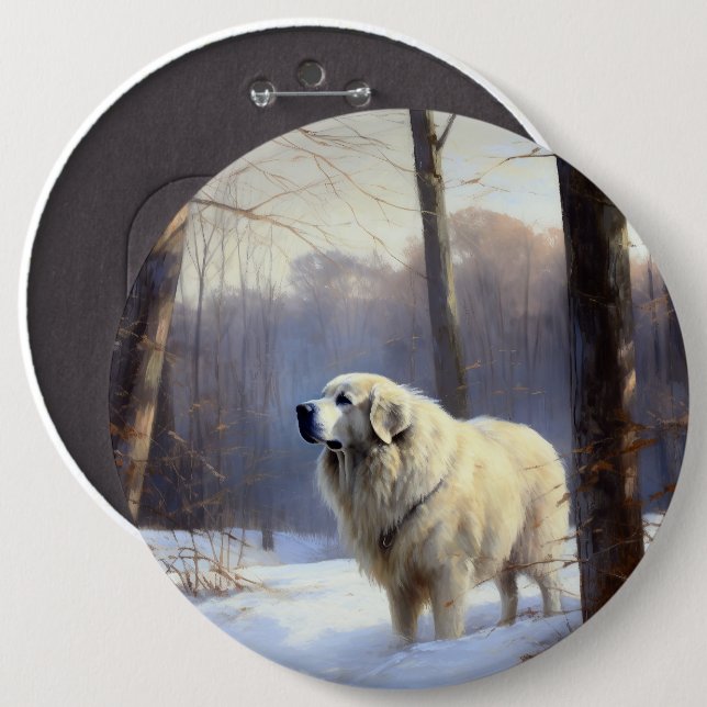 Great Pyrenees Let It Snow Christmas  Button (Front & Back)