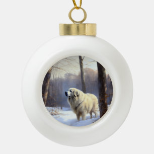 Great Pyrenees Let It Snow Christmas  Ceramic Ball Christmas Ornament