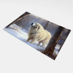 Great Pyrenees Let It Snow Christmas Doormat