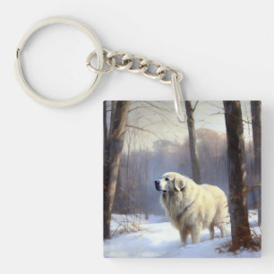 Great Pyrenees Let It Snow Christmas  Keychain
