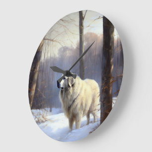Great Pyrenees Let It Snow Christmas  Large Clock