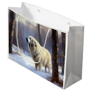 Great Pyrenees Let It Snow Christmas  Large Gift Bag