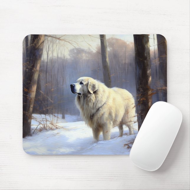 Great Pyrenees Let It Snow Christmas  Mouse Pad (With Mouse)