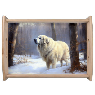 Great Pyrenees Let It Snow Christmas  Serving Tray