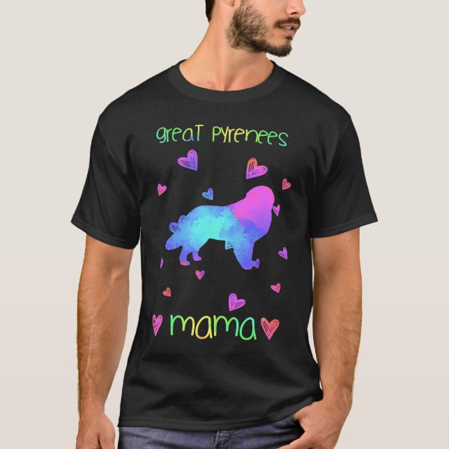 Great Pyrenees Mama Colorful  Dog Mom T-Shirt (Front)