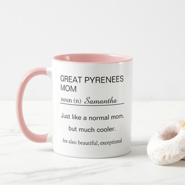 Great Pyrenees Mom Definition Mug Dog Lover Gifts (With Donut)
