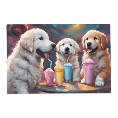 Great Pyrenees N St Bernard Puppies N Milkshakes Placemat