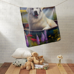 Great Pyrenees on a Paddle: A Scenic Adventure Baby Blanket