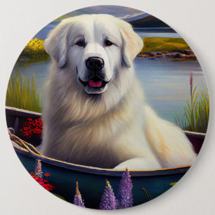Great Pyrenees on a Paddle: A Scenic Adventure Button