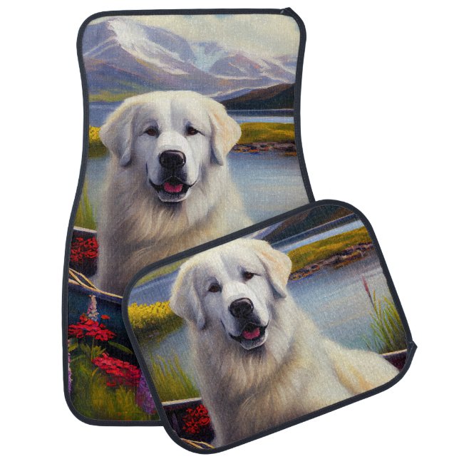 Great Pyrenees on a Paddle: A Scenic Adventure Car Floor Mat (Set)