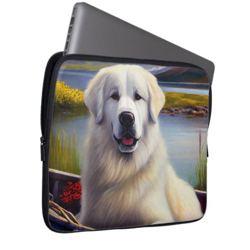 Great Pyrenees on a Paddle A Scenic Adventure Laptop Sleeve