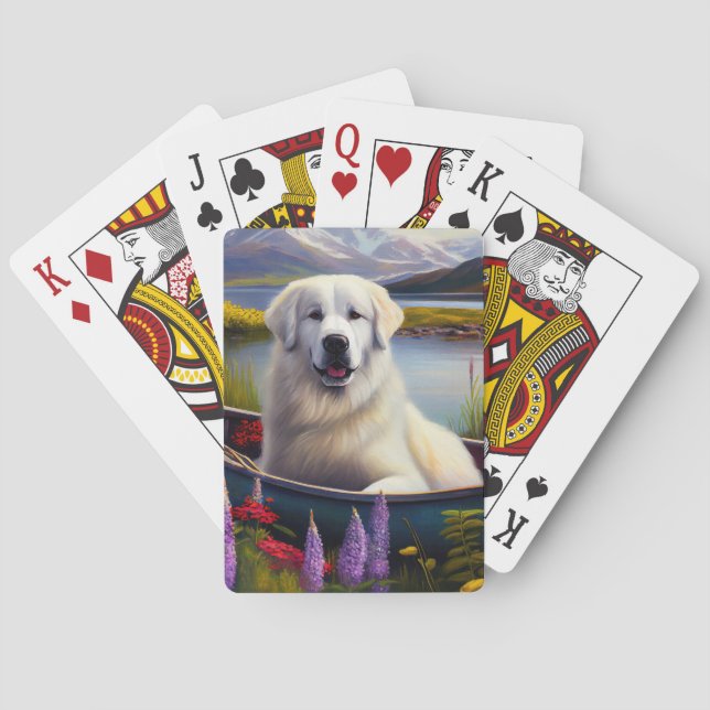 Great Pyrenees on a Paddle: A Scenic Adventure Poker Cards (Back)