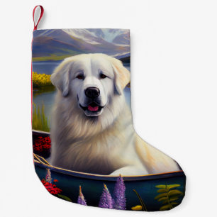 Great Pyrenees on a Paddle: A Scenic Adventure Small Christmas Stocking