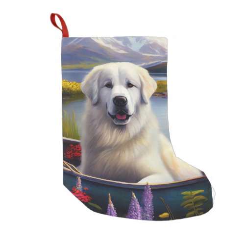 Great Pyrenees on a Paddle A Scenic Adventure Small Christmas Stocking