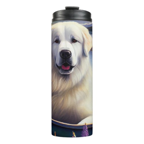Great Pyrenees on a Paddle A Scenic Adventure Thermal Tumbler