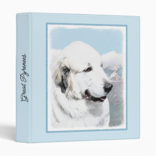 Great Pyrenees Painting - Original Dog Art 3 Ring Binder