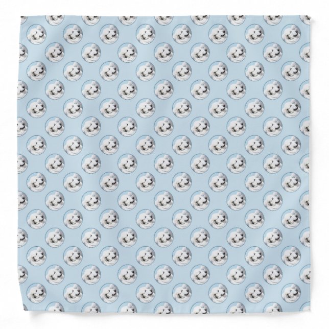 Great Pyrenees Painting - Original Dog Art Bandana (Front)