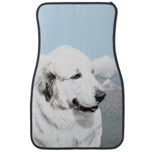 Great Pyrenees Painting - Original Dog Art Car Mat