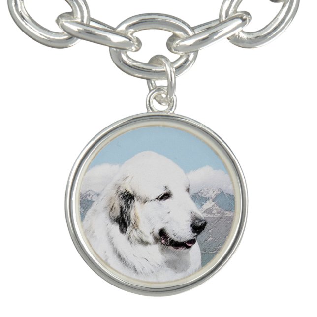 Great Pyrenees Painting - Original Dog Art Charm Bracelet (Design)