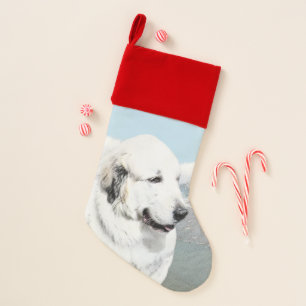 Great Pyrenees Painting - Original Dog Art Christmas Stocking