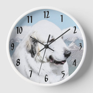 Great Pyrenees Painting - Original Dog Art Clock